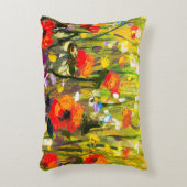 レッドポピーズフィールド絵画抽象芸術 アクセントクッション (正面(垂直))