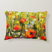 レッドポピーズフィールド絵画抽象芸術 アクセントクッション (裏面)
