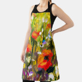 レッドポピーズフィールド絵画抽象芸術 エプロン (インサイチュ)