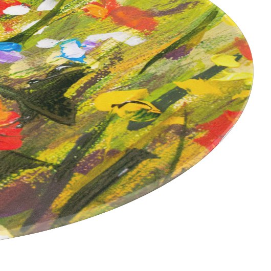 レッドポピーズフィールド絵画抽象芸術 カッティングボード (角)