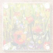 レッドポピーズフィールド絵画抽象芸術 ガラスコースター (裏面)