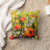 レッドポピーズフィールド絵画抽象芸術 クッション (ブランケット)