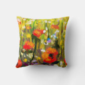 レッドポピーズフィールド絵画抽象芸術 クッション (裏面)