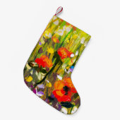 レッドポピーズフィールド絵画抽象芸術 スモールクリスマスストッキング (正面 (吊り時))
