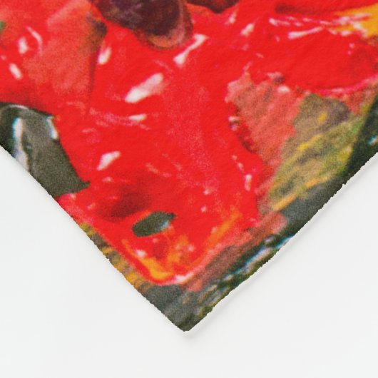 レッドポピーズフィールド絵画抽象芸術 フリースブランケット (角)