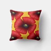 レッドポピーズフローラルパターンイエロー装飾用クッション クッション (裏面)