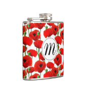 レッドポピーズフローラルパターン&モノグラム フラスク (右)