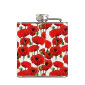 レッドポピーズフローラルパターン&モノグラム フラスク (裏面)