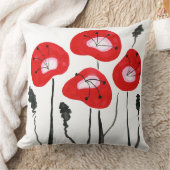 レッドポピーズボホフローラルパタモダンーン クッション (ブランケット)