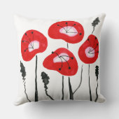 レッドポピーズボホフローラルパタモダンーン クッション (裏面)