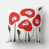 レッドポピーズボホフローラルパタモダンーン クッション (正面)