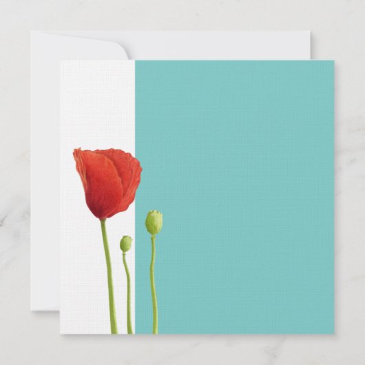 レッドポピーティール(緑がかった色)結婚式招待状 招待状 (裏面)