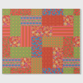 レッドポピーフェイクズ – パッチワーク包装紙 ラッピングペーパー (フラット)