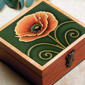 レッドポピーフラワーアールデコウォールデコールアールヌーボー タイル