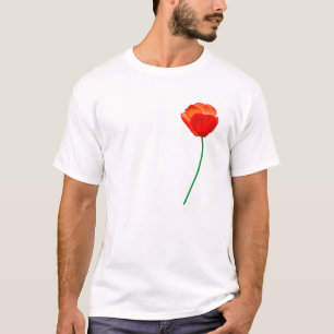 レッドポピーフラワーイラストレーション Tシャツ