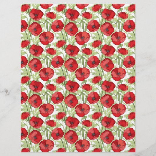 レッドポピーフローラアーツ&クラフトスクラップブック紙 (正面)