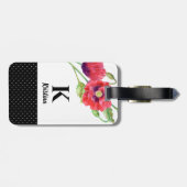 レッドポピーフローラアートボタニカル水玉模様 ラゲッジタグ (裏面横)