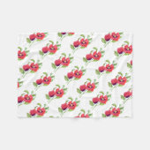 レッドポピーフローラアート フリースブランケット (正面(横))