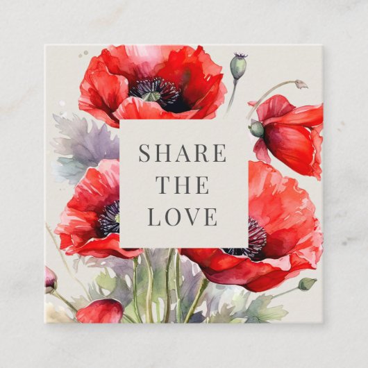 レッドポピーフローラエレガントロイヤリティカード スクエア名刺 (正面)