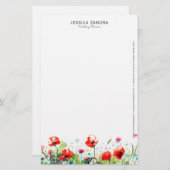 レッドポピーフローラデザイン 便箋 (正面/裏面)