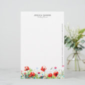 レッドポピーフローラデザイン 便箋 (スタンド正面)