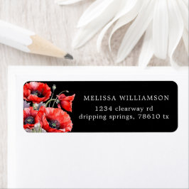 レッドポピーフローラ差出人住所ラベル ラベル