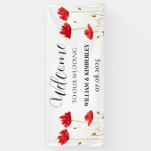 レッドポピーフローラ花エレガ素朴ントウェディング 横断幕 (縦)