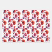 レッドポピーフローラ誕生日 ラッピングペーパーシート (正面3)