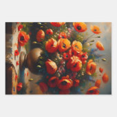 レッドポピーフローラ誕生日 ラッピングペーパーシート (正面)