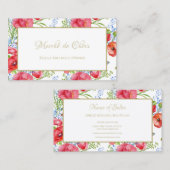 レッドポピーフローラ金ゴールドスクリプト美しいブティック 名刺 (正面/裏面)