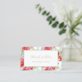 レッドポピーフローラ金ゴールドスクリプト美しいブティック 名刺 (スタンド正面)