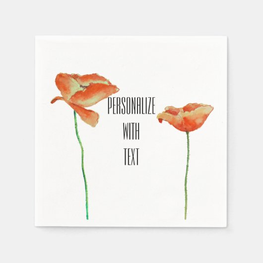 レッドポピーフローラ スタンダードカクテルナプキン (正面)