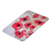 レッドポピーポピーのアートウォーターカラー誕生日マグネット マグネット (左側)