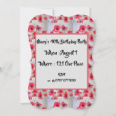 レッドポピーポピーズフローラ40歳誕生日招待状 招待状 (正面)