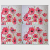 レッドポピーポピーパーティー水彩包み紙 ラッピングペーパー (フラット)
