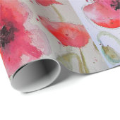 レッドポピーポピーパーティー水彩包み紙 ラッピングペーパー (ロールコーナー)