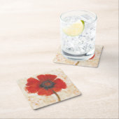 レッドポピーポートレート スクエアペーパーコースター (インサイチュ)