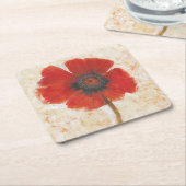 レッドポピーポートレート スクエアペーパーコースター (アングル)
