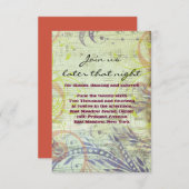 レッドポピーミュージカルバルミツワーパーティーカード 招待状 (正面/裏面)