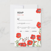 レッドポピーモダンズフローラ結婚式招待状 出欠カード (正面)
