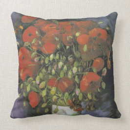 レッドポピー付き花瓶ビンセント・ファンゴッホ クッション