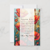 レッドポピー写真悔やみや弔慰葬儀記念 サンキューカード (正面)