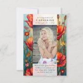 レッドポピー写真悔やみや弔慰葬儀記念 サンキューカード (裏面)