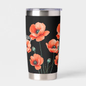 レッドポピー名フローラ熱ワインタンブラー 保温保冷タンブラー (左面)