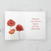 レッドポピー威厳があるズ誕生日誕生月花 カード (内部)