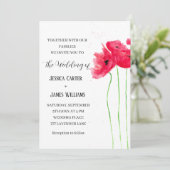 レッドポピー水の色エレガント素朴な結婚式 招待状 (スタンド正面)