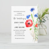 レッドポピー水の色エレガント素朴な結婚式 招待状 (スタンド正面)