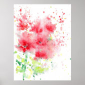 レッドポピー水カラー抽象芸術 ポスター (正面)