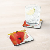 レッドポピー水彩モダンフローラ コースター (右側)