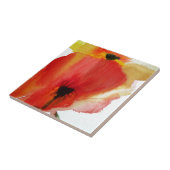 レッドポピー水彩モダンフローラ タイル (側面)
